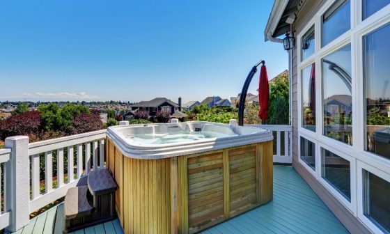 freestanding hot tub deck